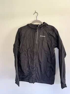 Columbia Kids' Omni Tech Black Rain Jacket with Hood